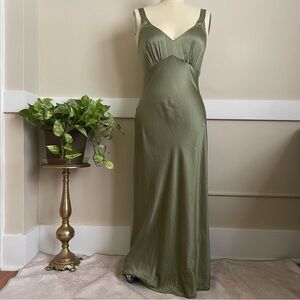 Reformation Daytona Silk Dress in Artichoke